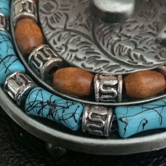 Boot Belt Buckle – Antiqued Silver Finish with Faux Turquoise, Western Cowgirl main image 10